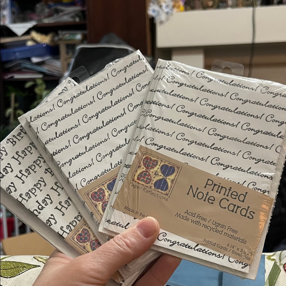 New, Printed Note Cards Set of Three, 2 Congratulations! & 1 Happy Birthday